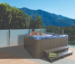 man relaxing in a hot tub
